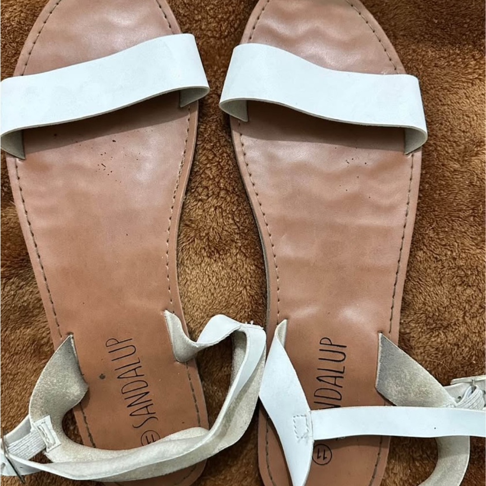 White Minimalist Flat Sandals